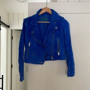 Bright blue suede jacket